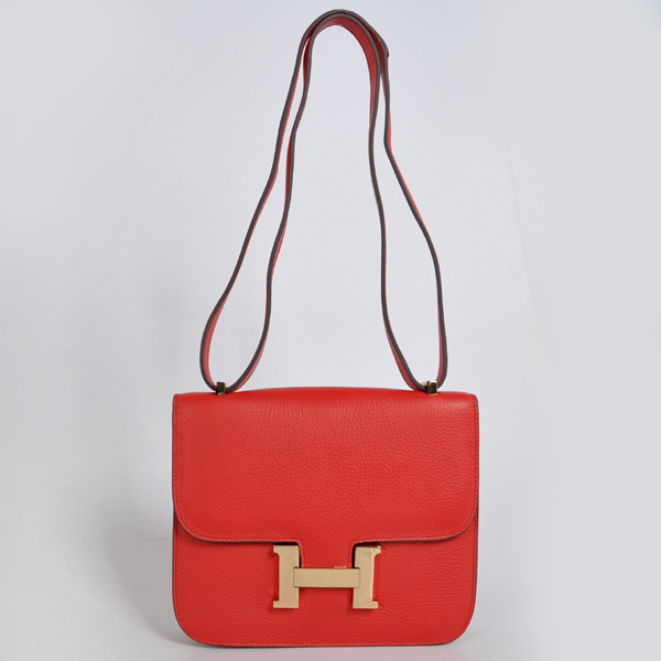 8888FG Hermes Constance Bag in pelle Clemence in Flame con oro